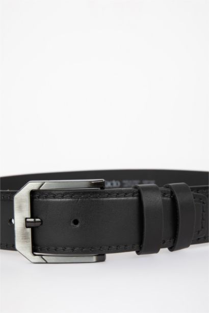 Man Faux Leather Wide Denim Belt