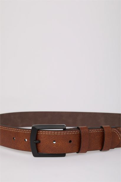 حزام رجالي كاجوال جلد صناعي بمشبك مربع