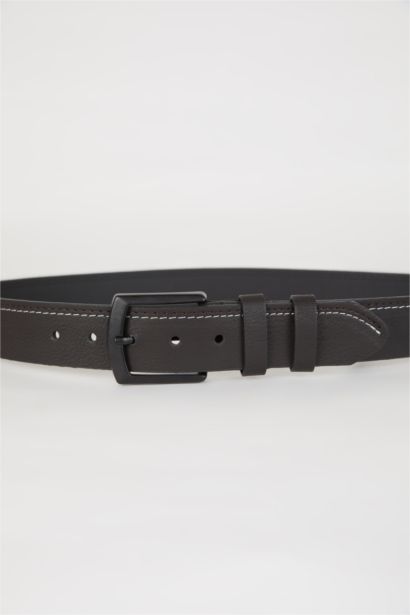 Man Square Clasp Faux Leather Jean Belt