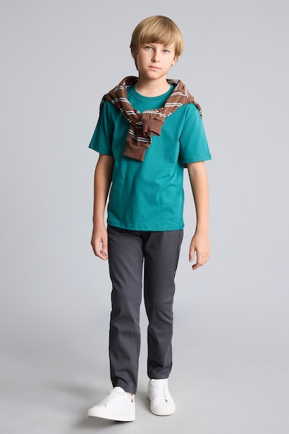 Boy Standard Fit Straight Leg Gabardine Trousers