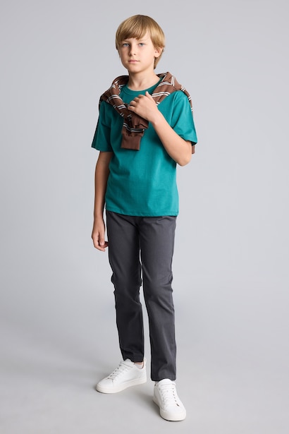 Boy Standard Fit Straight Leg Gabardine Trousers