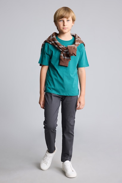 Boy Standard Fit Straight Leg Gabardine Trousers