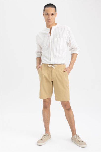 قميص مقلم مودرن فيت بياقة مرفوعة