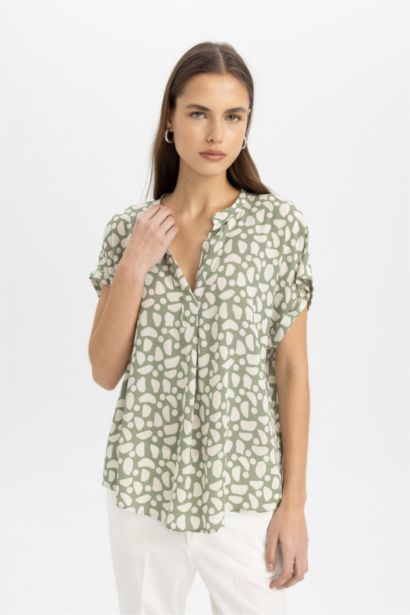 Regular Fıt Krinkıl Kumaş Kısa Kollu Bluz