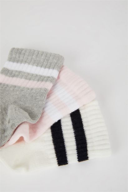 Kız Bebek Kaydırmaz Taban 3'lü Pamuklu Uzun Çorap