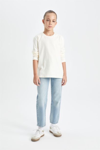 Girl Crew Neck White School T-Shirt