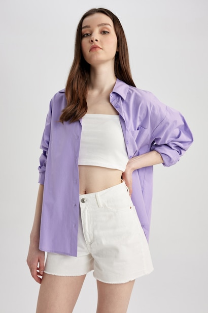 Oversize Fit Poplin Long Sleeve Shirt
