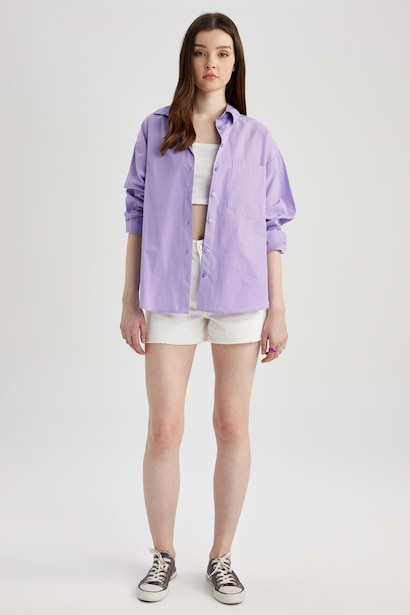 Oversize Fit Poplin Long Sleeve Shirt