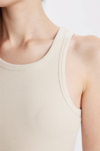 Bodycon Halter Yaka Fitilli Kaşkorse Kolsuz Midi Elbise