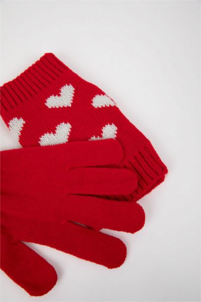 Woman Christmas Themed Knitted Gloves