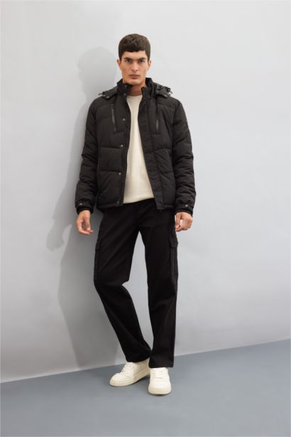 Su Geçirmez Mont Slim Fit Dar Kesim Kapüşonlu Polar Astarlı Fermuarlı