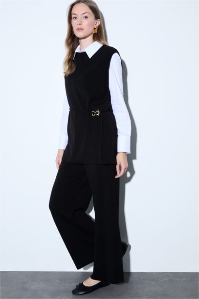 بنطلون قصة مريحة برجل واسع وايد ليج