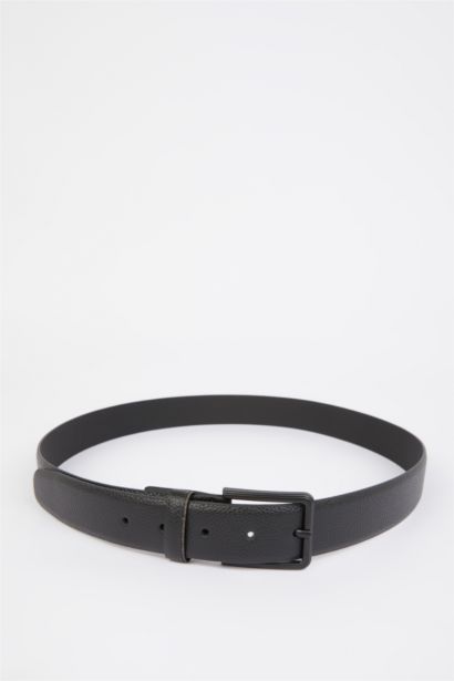 Man Rectangle Clasp Faux Leather Denim Belt