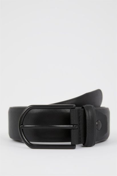 Men's Rectangle Buckle Faux Leather Belt