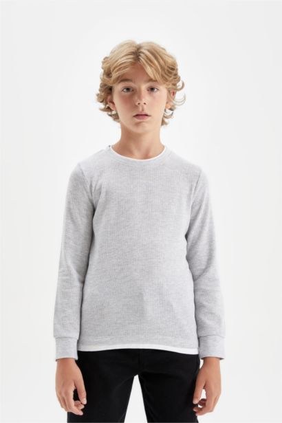 Boy Crew Neck Waffle T-Shirt