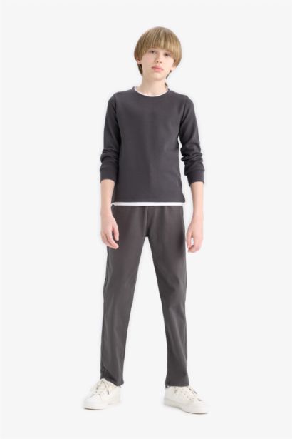 Boy Regular Fit Crew Neck Waffle Long Sleeve T-Shirt