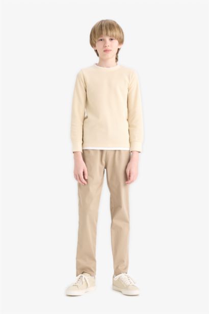 Boy Regular Fit Crew Neck Waffle Long Sleeve T-Shirt