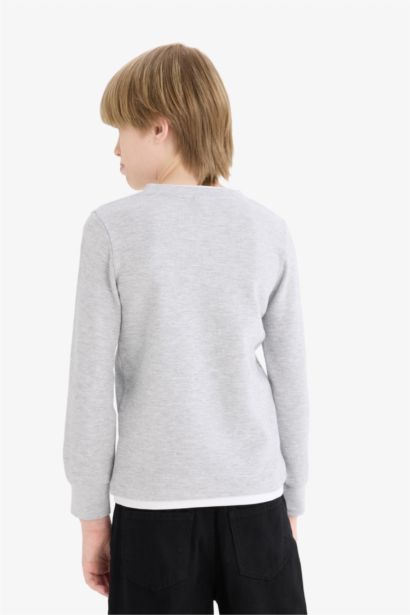 Boy Regular Fit Crew Neck Waffle Long Sleeve T-Shirt