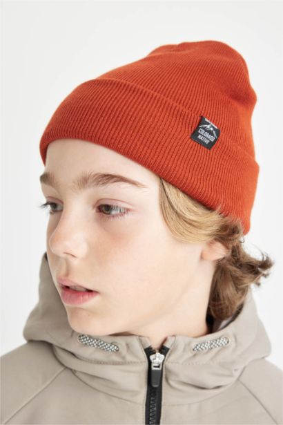 Boy Woven Labeled Knitted Beret