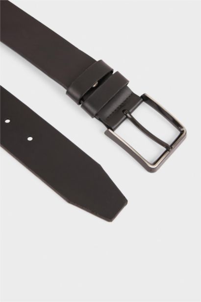 Man Rectangle Clasp Faux Leather Denim Belt