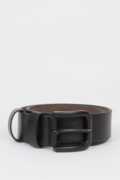Man Rectangle Clasp Faux Leather Belt