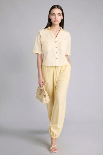 Boxy Fit Keten Karışımlı Gömlek