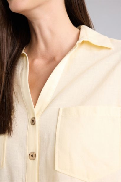 Boxy Fit Keten Karışımlı Gömlek