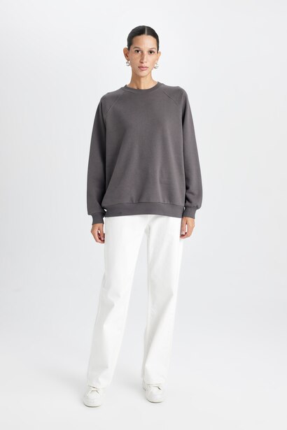 Oversıze Kalın Basıc Sweatshirt