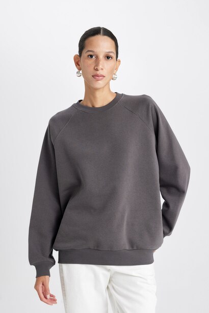 Oversıze Kalın Basıc Sweatshirt