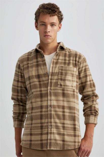 Regular Fit fleece Plaid Long Sleeve Shirt