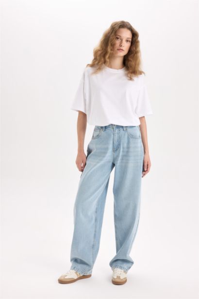 تيشيرت اوفر سايز نص ردن ياخة مستديرة