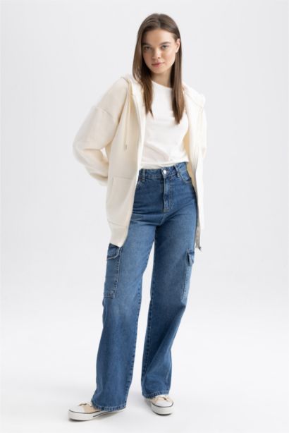 Oversize Fit Hooded Thick Fabric Cardigan