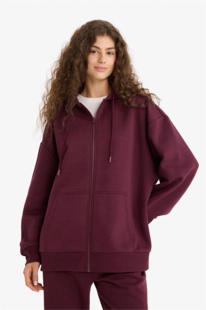 Кардиган с капюшоном из плотной ткани, оверсайз