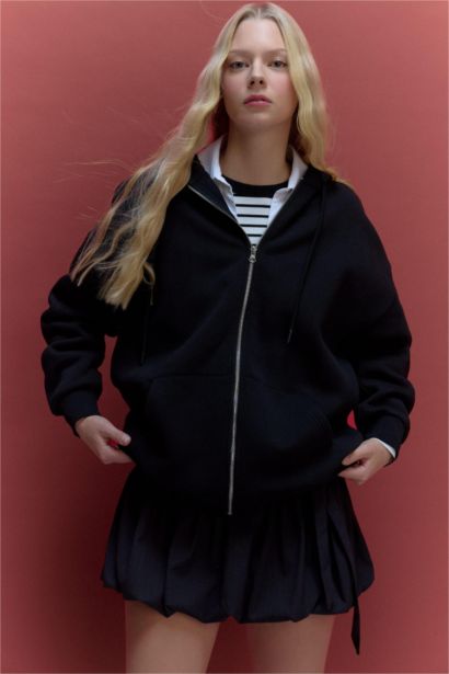 Gilet à capuche en tissu épais oversize