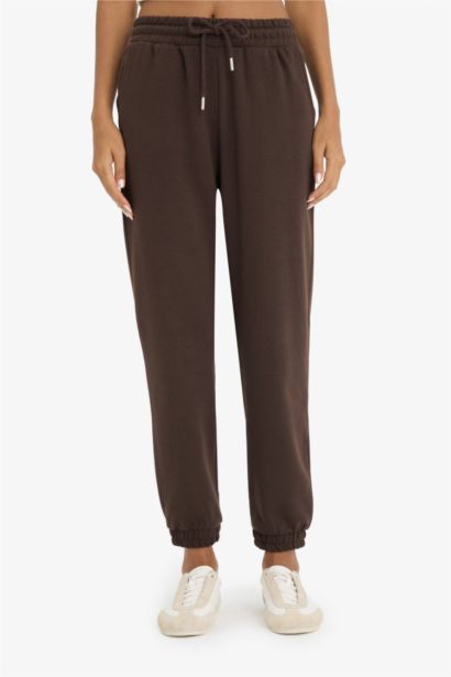 بنطرون سادة جوجر فيت ثقيل بخصر عالي