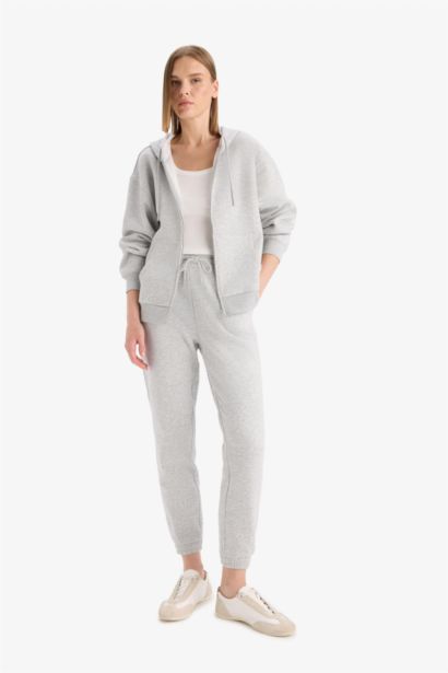 Jogger Fit Basic High Waist Thick Fabric Trousers