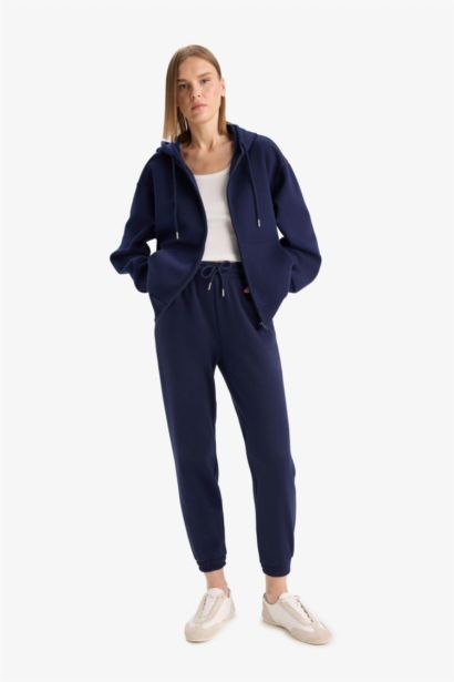 Jogger Fit Basic High Waist Thick Fabric Trousers