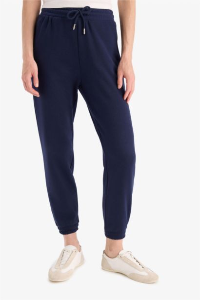 Jogger Fit Basic High Waist Thick Fabric Trousers