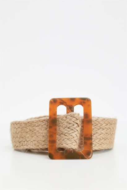 Kadın Kare Tokalı Hasır  Kemer