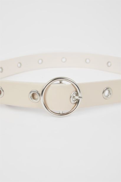 Women's Faux Leather Round Buckle Belt