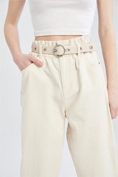 Women's Faux Leather Round Buckle Belt