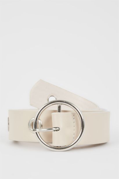 Women's Faux Leather Round Buckle Belt