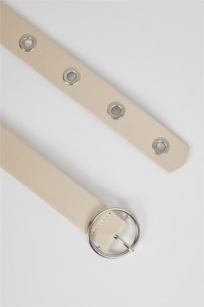 Women's Faux Leather Round Buckle Belt