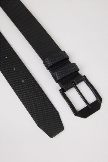 Man Rectangle Clasp Faux Leather Belt