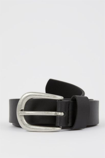 Women's Rectangle Buckle Faux Leather Belt