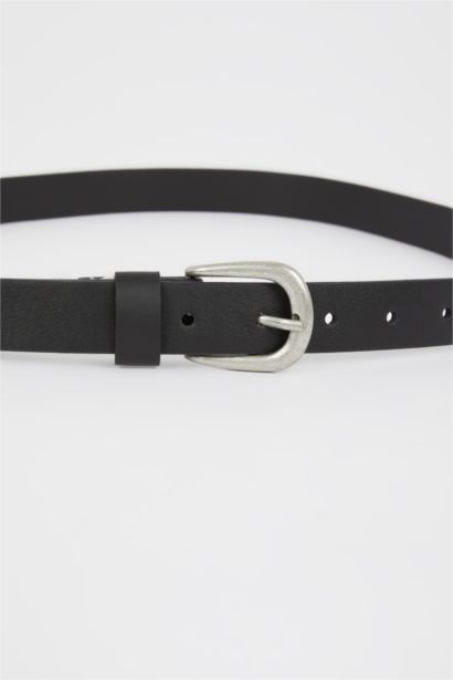 Women's Rectangle Buckle Faux Leather Belt