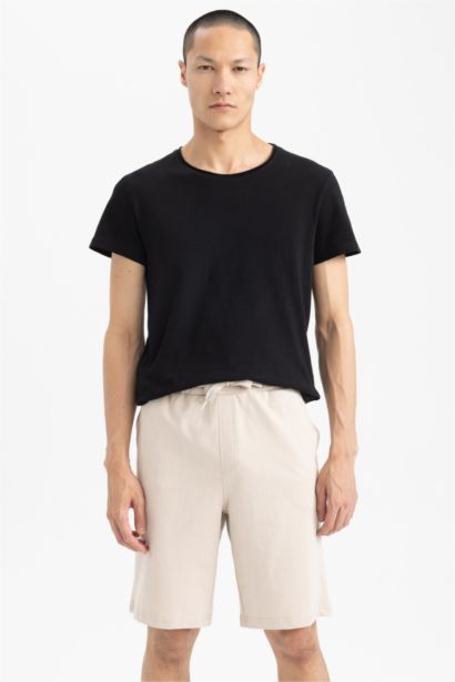 Regular Fit Sweatshirt Fabric Bermuda Shorts