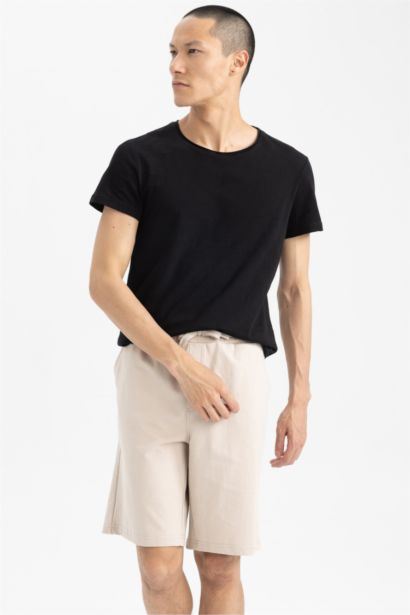 Regular Fit Sweatshirt Fabric Bermuda Shorts