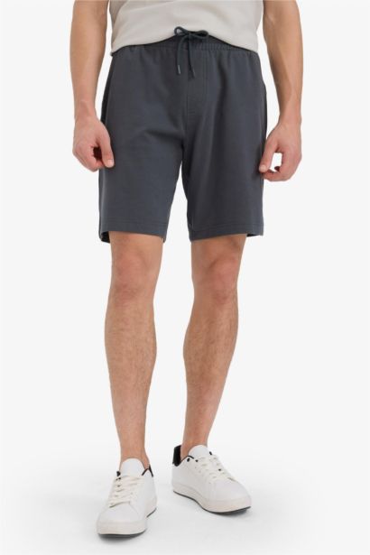 Slim Fit Cotton Basic Bermuda Shorts