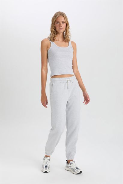 Kalın Jogger Eşofman Altı Beli Paçası Lastikli Bağcıklı Basıc Cepli